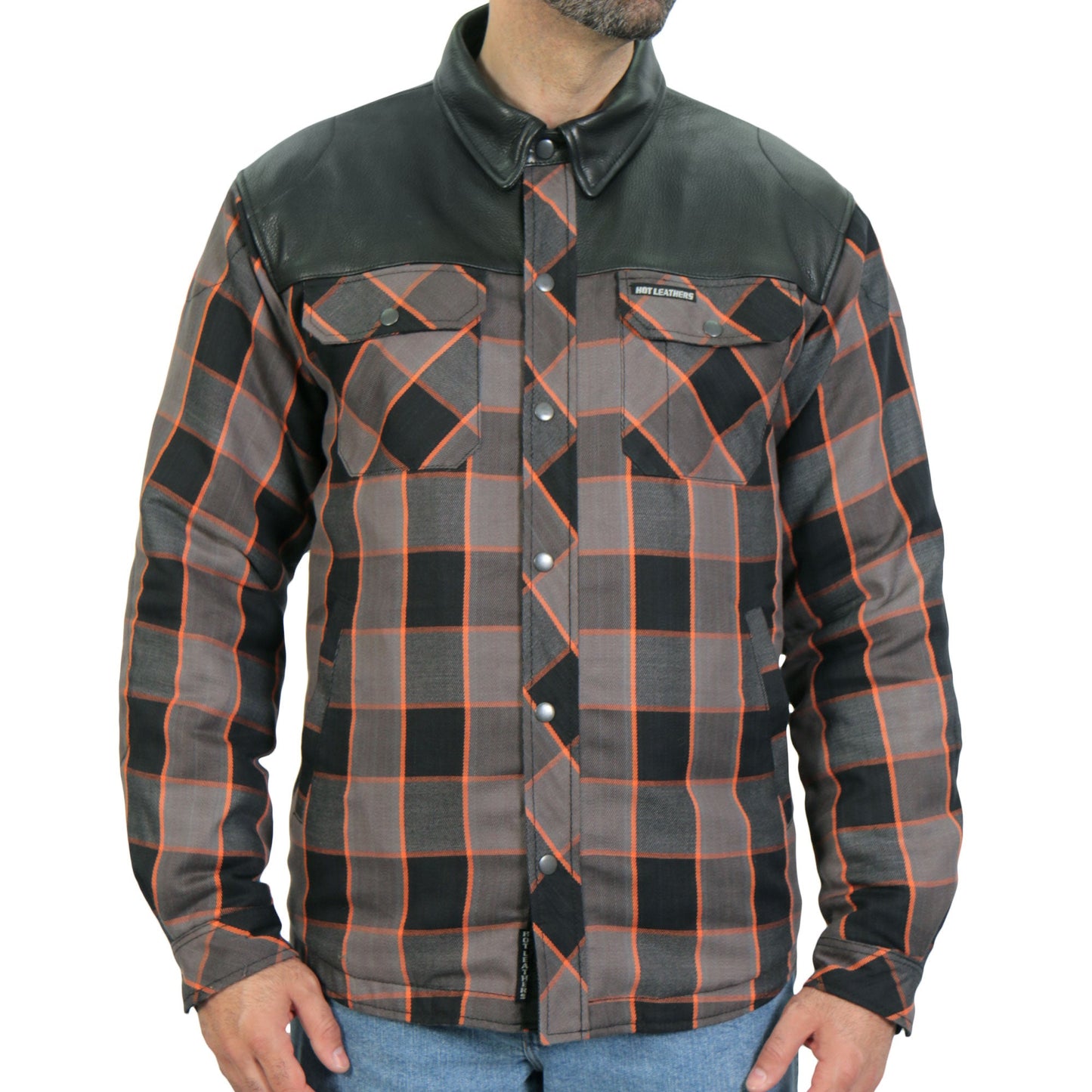 Hot Leathers Men's 'Hellride' Multi/Color Cotton Flannel Shirt - Button Front - Riding Protective Wear - JKM3202