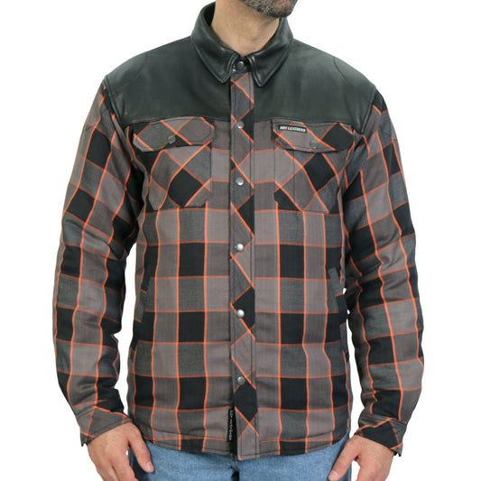 Hot Leathers Men's 'Hellride' Multi/Color Cotton Flannel Shirt - Button Front - Riding Protective Wear - JKM3202