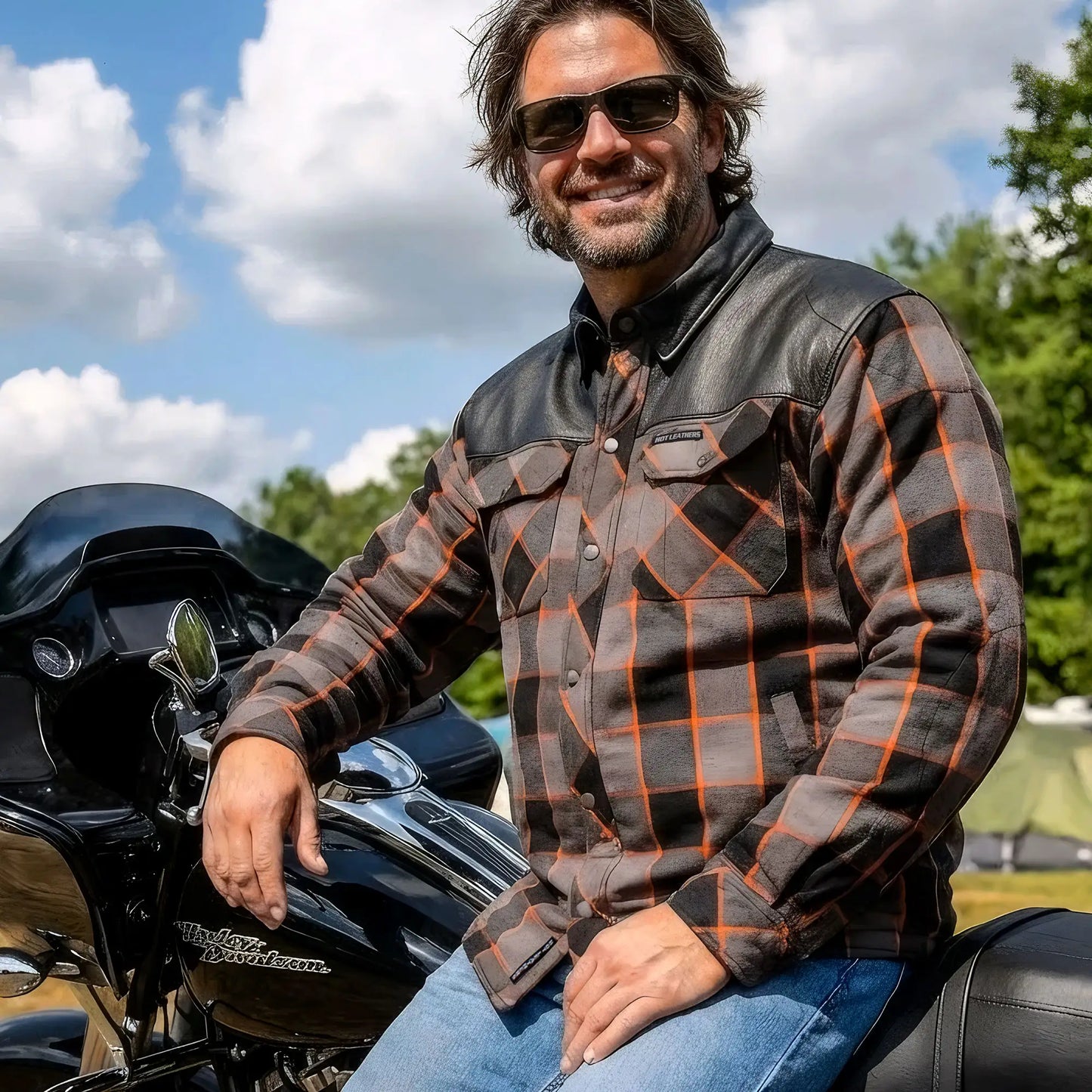 Hot Leathers Men's 'Hellride' Multi/Color Cotton Flannel Shirt - Button Front - Riding Protective Wear - JKM3202