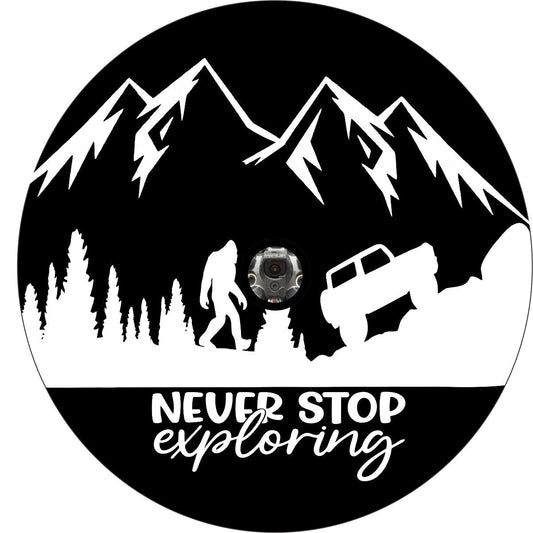 Never Stop Exploring â€¢ Sasquatch Ford Bronco Spare Tire Cover Design