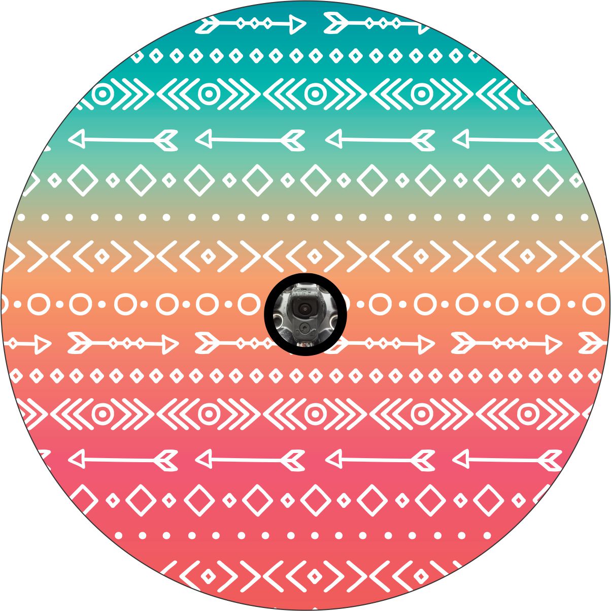 Aztec & Arrow Print on Pastel OmbrÃ© Spare Tire Cover for Jeep, Bronco, RV, Camper & More
