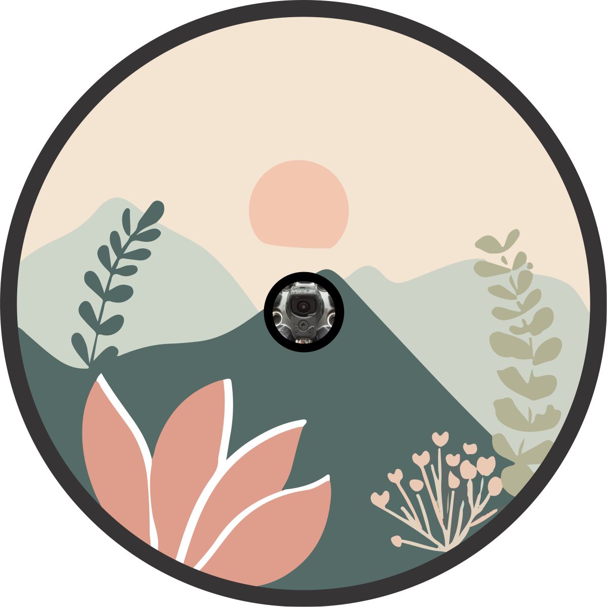 Pastel Pink & Teal Mountain Floral Landscape Spare Tire Cover Design â€¢ Jeep, Bronco, Campers, RV, Vans, & More