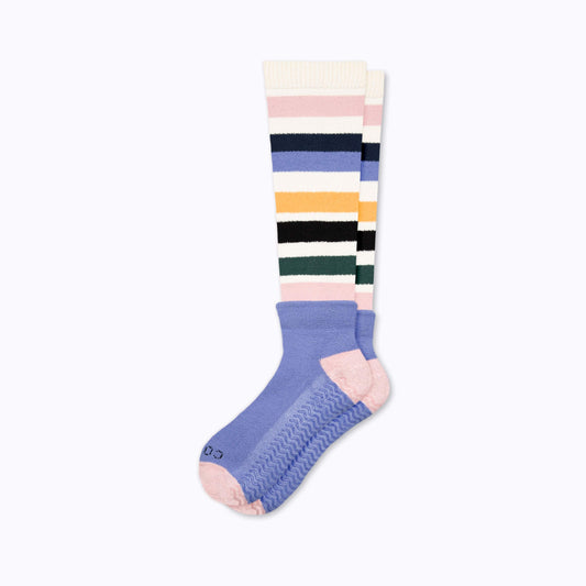 CozyGrip Compression Slipper Socks - Denim/Pink