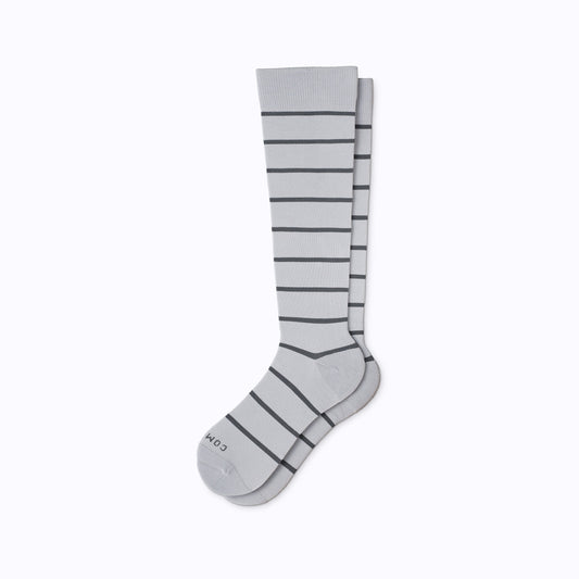 Knee-High Compression Socks – Stripes Grey/Charcoal