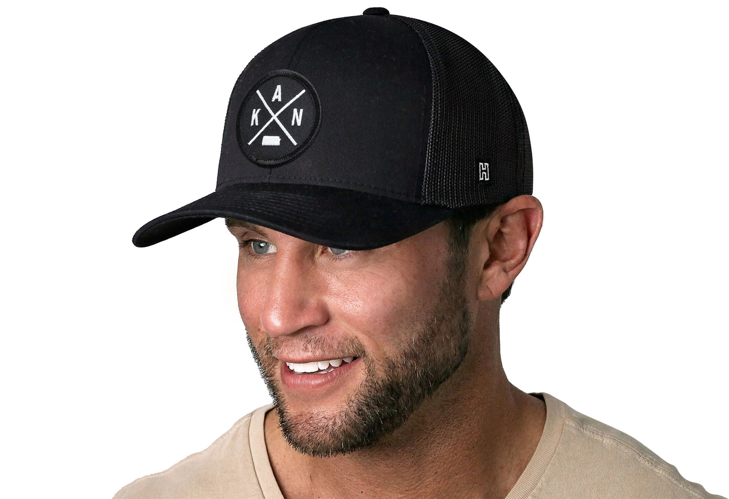Kansas Trucker Hat  |  Black KAN X Snapback