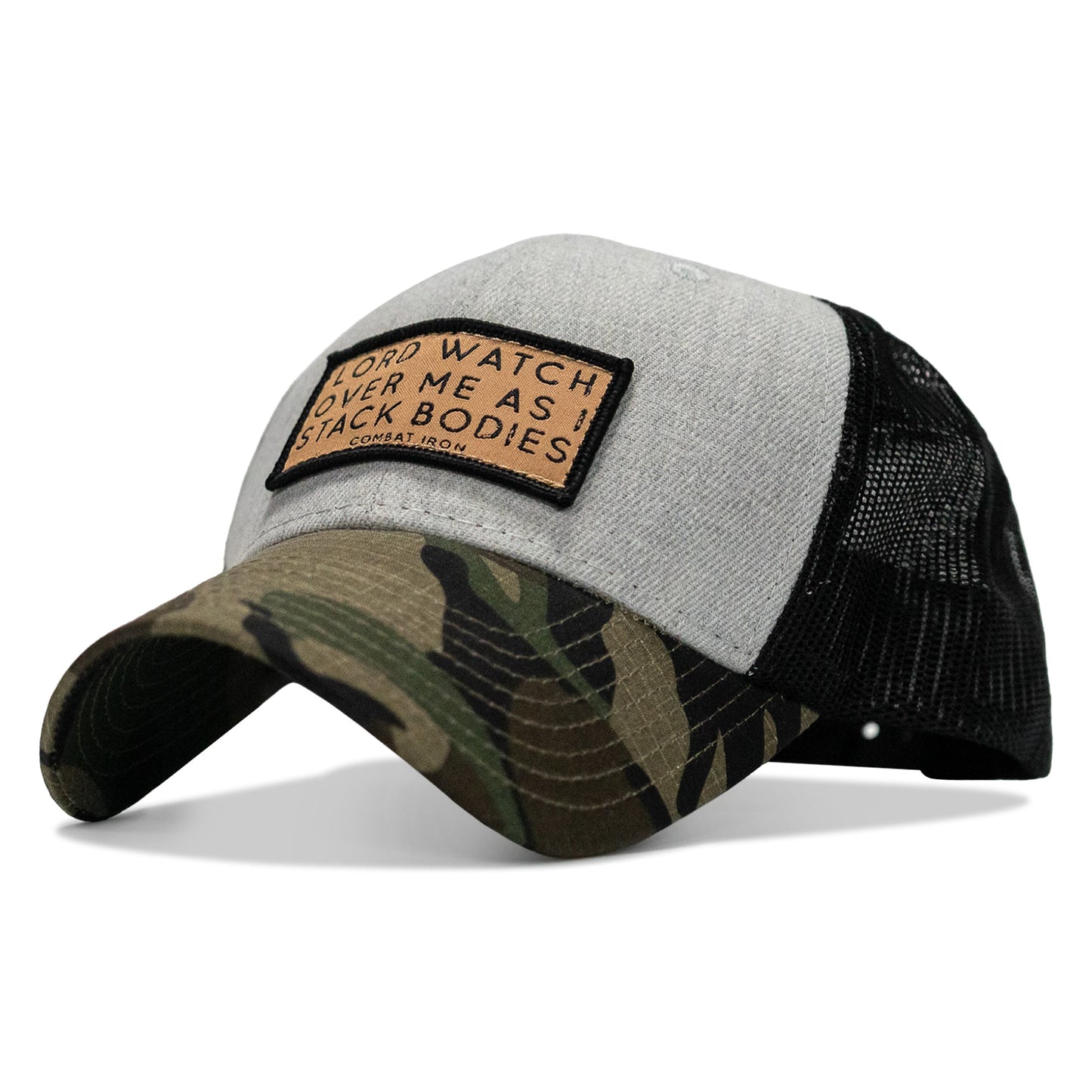 Lord Watch Over Me As I Stack Bodies Tan Patch Snapback Hat