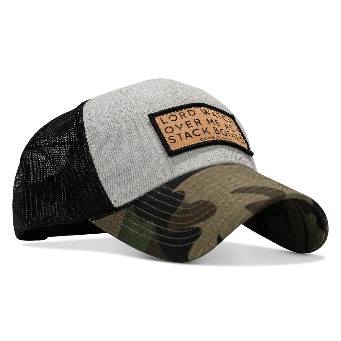 Lord Watch Over Me As I Stack Bodies Tan Patch Snapback Hat