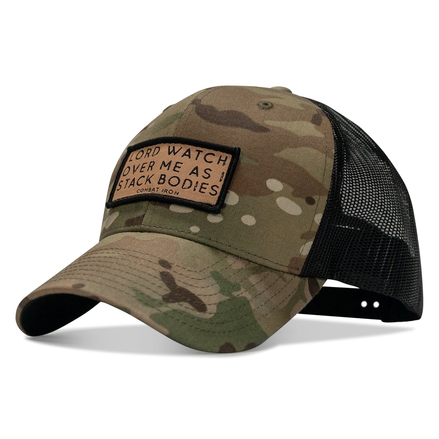 Lord Watch Over Me As I Stack Bodies Tan Patch Snapback Hat