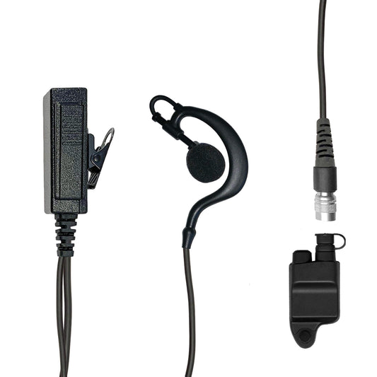 Mic & Ear Hook Earpiece Radio Kit - Quick Disconnect (Hirose) Harris: All P5300 P5400 P5500 P7300 Series, XG-15/25/75, XL-45, XL-95 & More