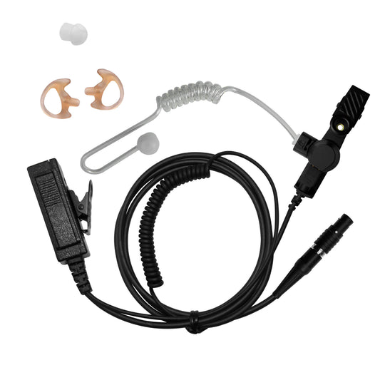Tactical 2 Wire Mic & Earpiece Kit - Selex/Marconi/Bowman H4855, H4855U,  AN/PRC-343, Personal Role Radio PRR Integrated Intra Squad Radio IISR - LEMO 5 Pin Connector