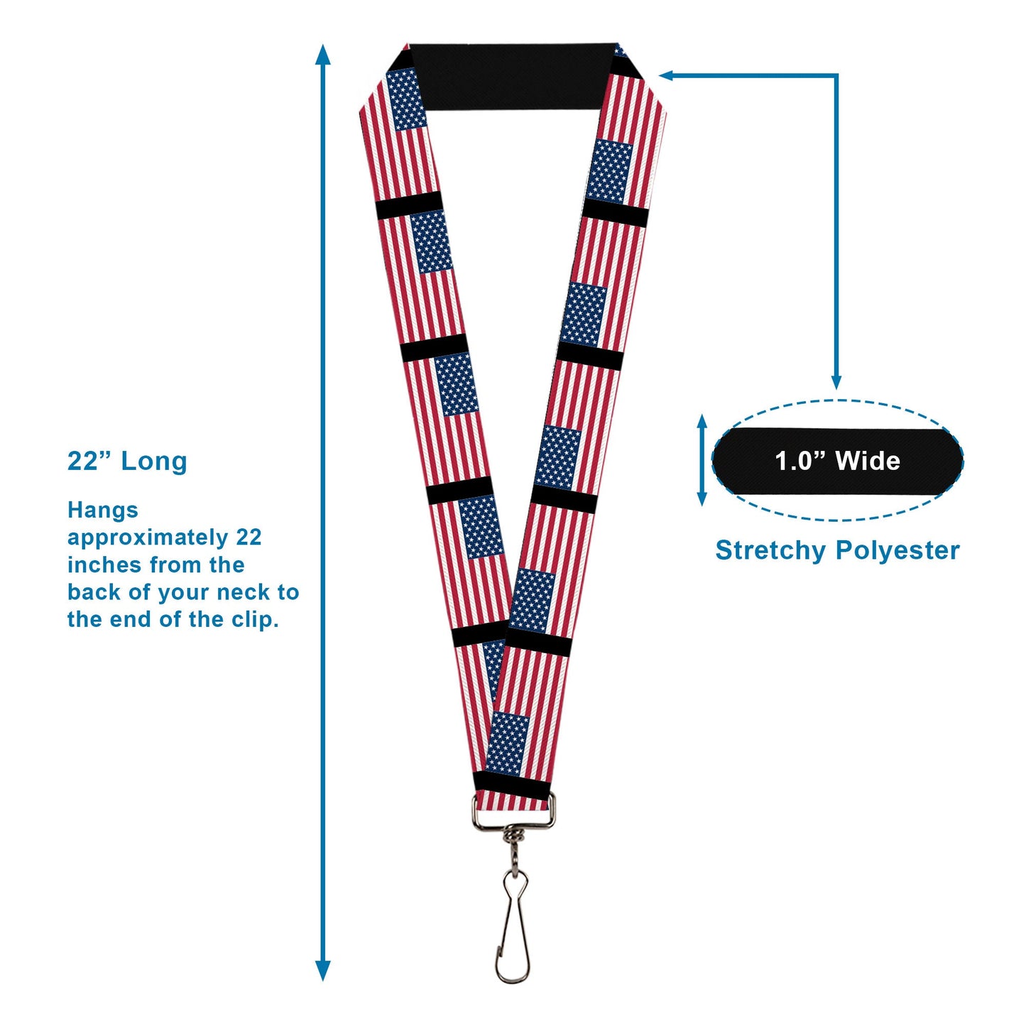 Lanyard - 1.0" - United States Flags