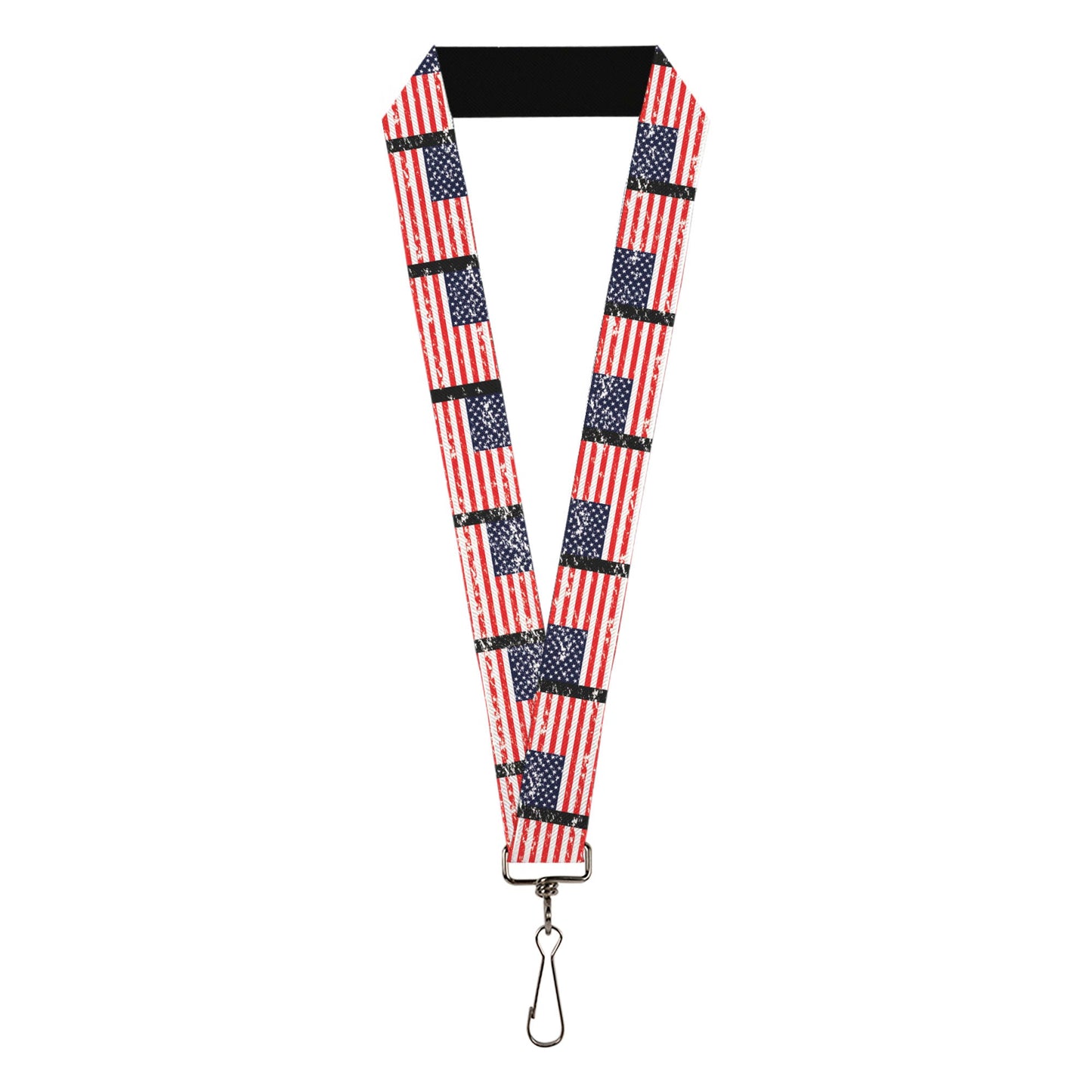 Lanyard - 1.0" - United States Flags Weathered Black