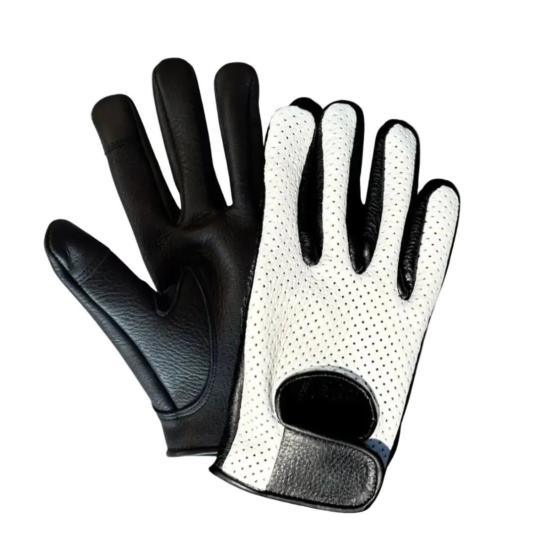Legendary White Deerskin Ventilated Driving Gloves with Touchscreen