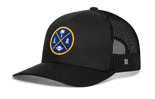 Los Angeles Trucker Hat  |  Black LA X Football Snapback