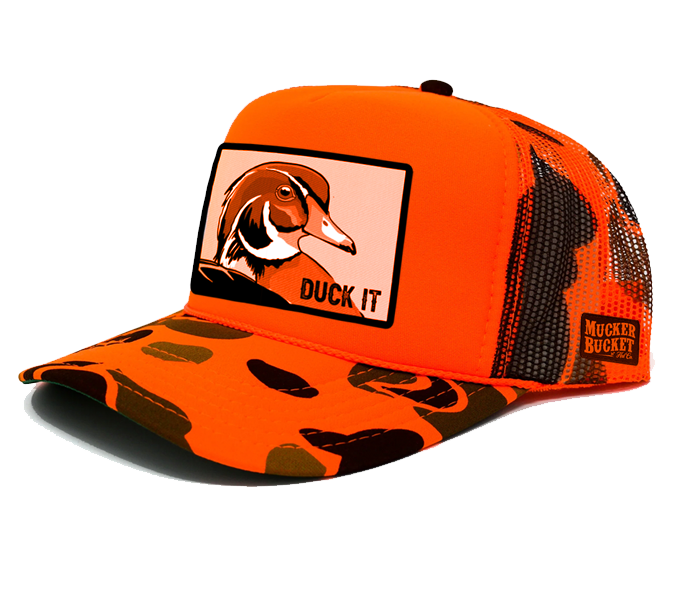 "Duck It" Orange Camo Trucker Bucket