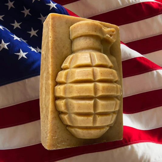 Napalm in AM Natural Grenade Soap (Earthy, Turmeric, Walnut, Citrus)