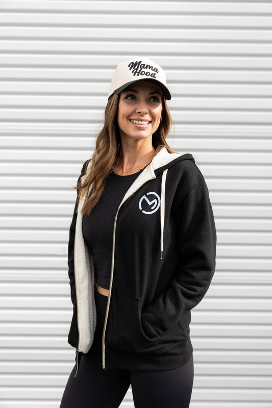 Mama Hood Sherpa Zip Up Hoodie