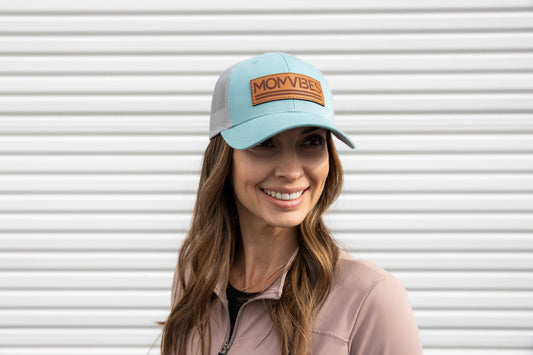 MomVibes - Curved Bill Trucker Snapback (Smoke Blue)