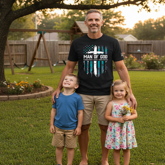 Man of God Shirt – Husband Dad Grandpa Christian Patriotic T-Shirt
