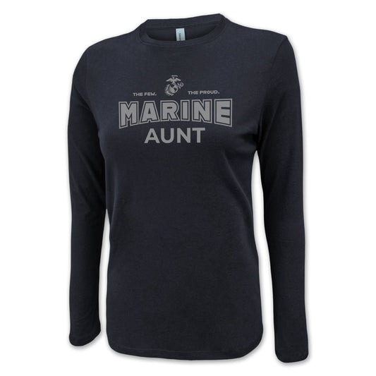 Marines Aunt Women's Long Sleeve T-Shirt (Black)
