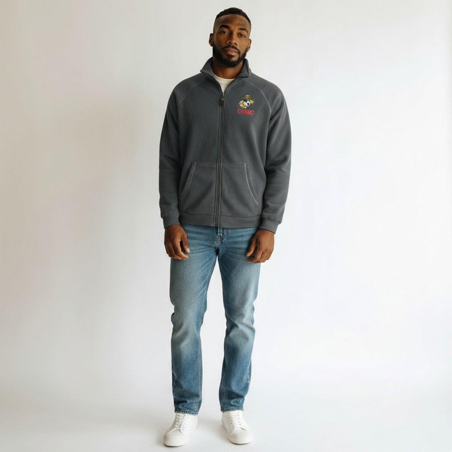Marines Corduroy Bonded Fleece (Charcoal)