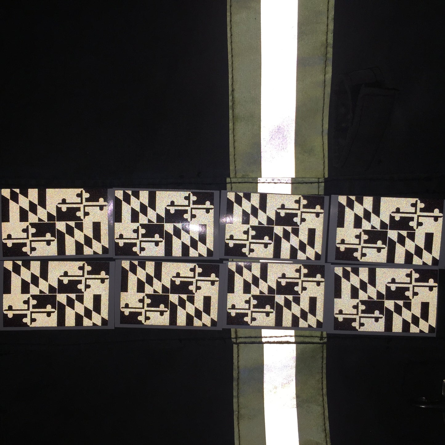 BLACKED OUT MARYLAND FLAG REFLECTIVE HELMET TRIM