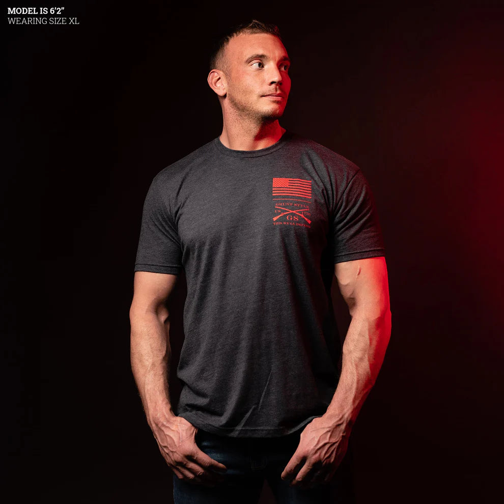 Grunt Style - Red Blood Blue Collar™ T-Shirt - Charcoal