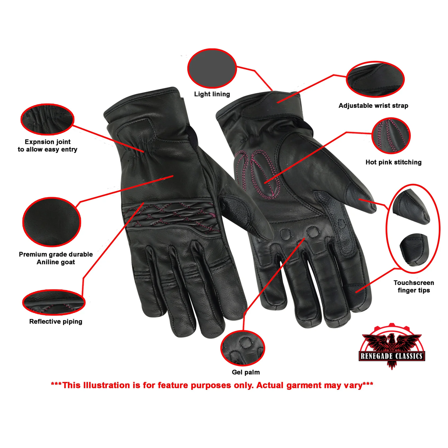 Women's Cruiser Glove  (Black/Pink)