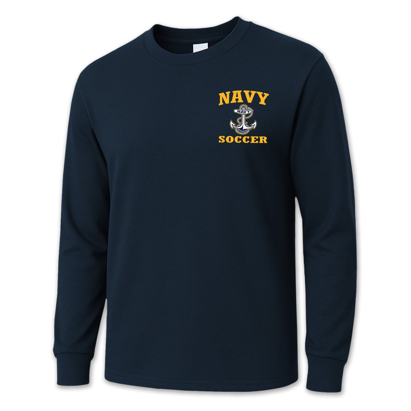 Navy Anchor Soccer Long Sleeve T-Shirt