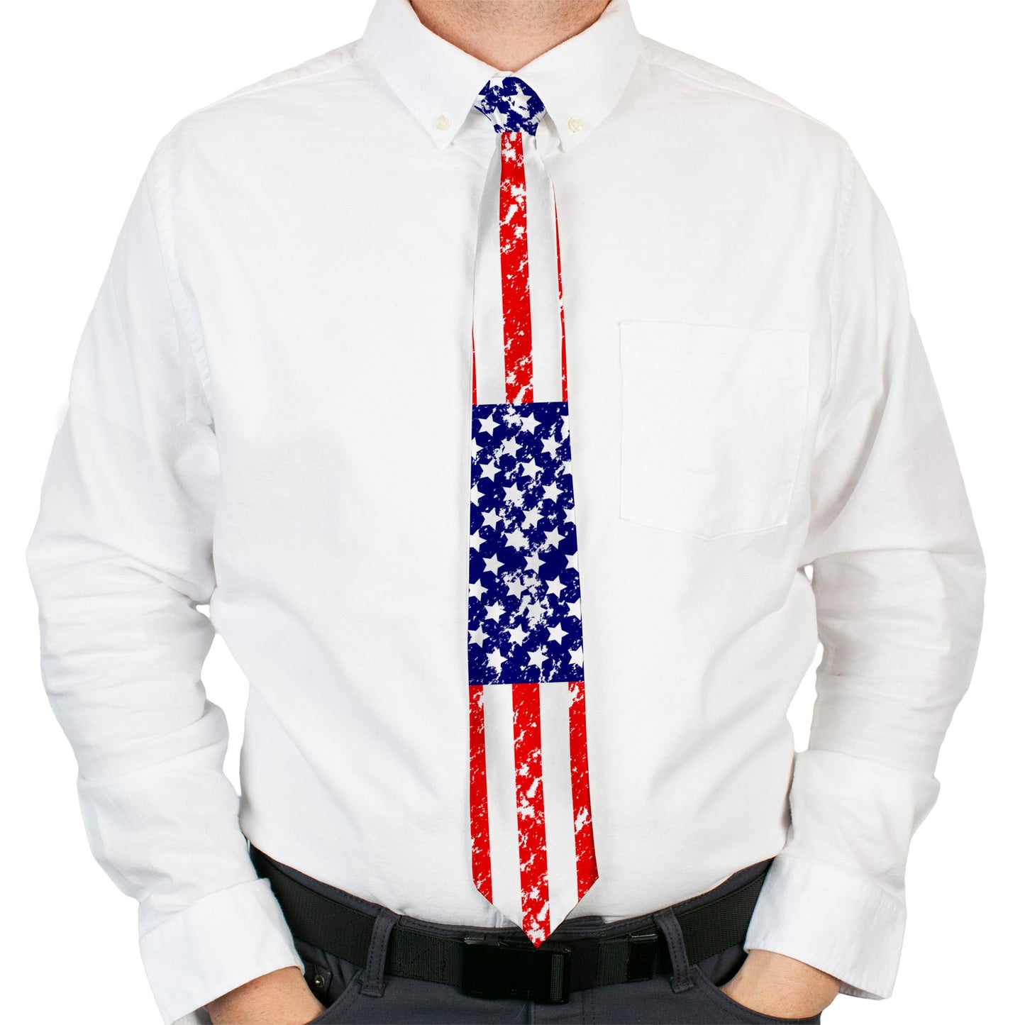 Buckle-Down Necktie - United States Flags C/U Weathered