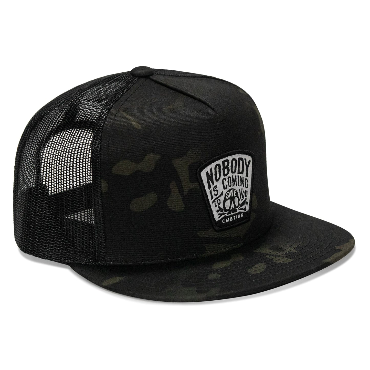 Nobody Is Coming To Save You Skull Patch Flatbill Snapback Hat