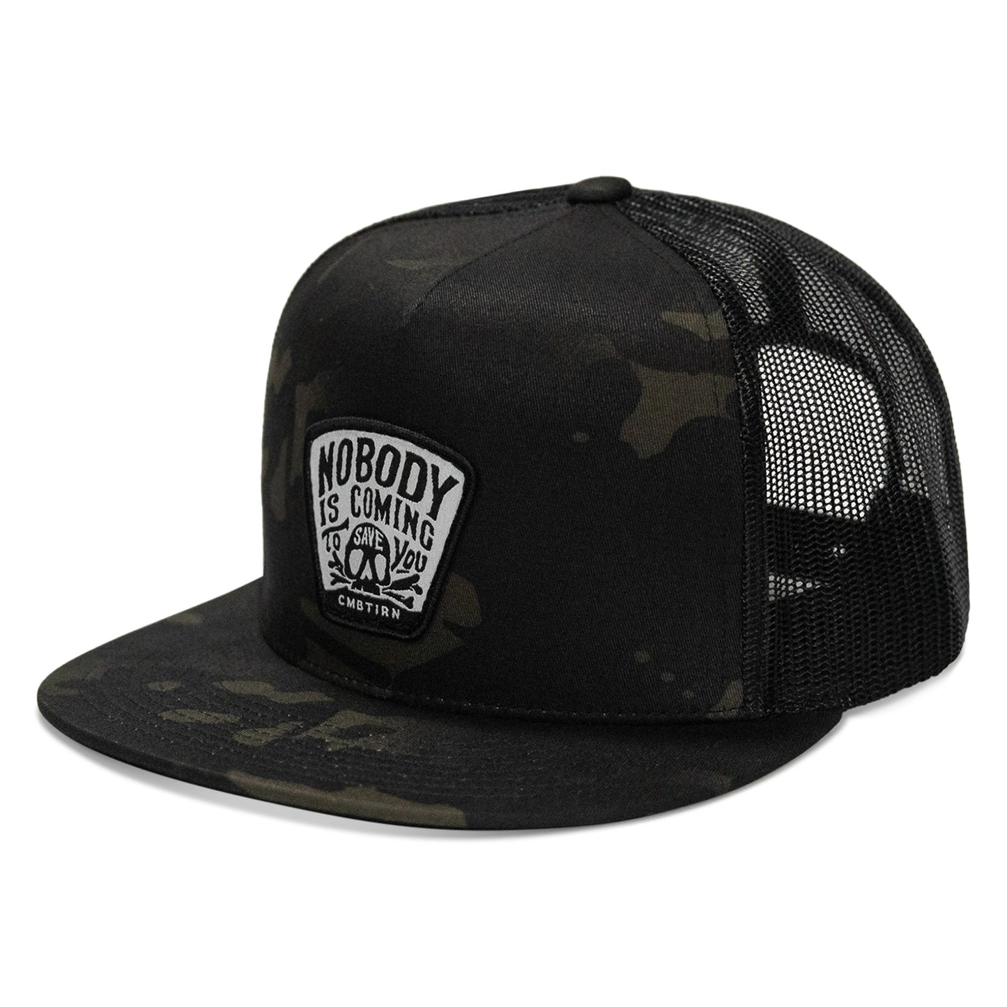 Nobody Is Coming To Save You Skull Patch Flatbill Snapback Hat