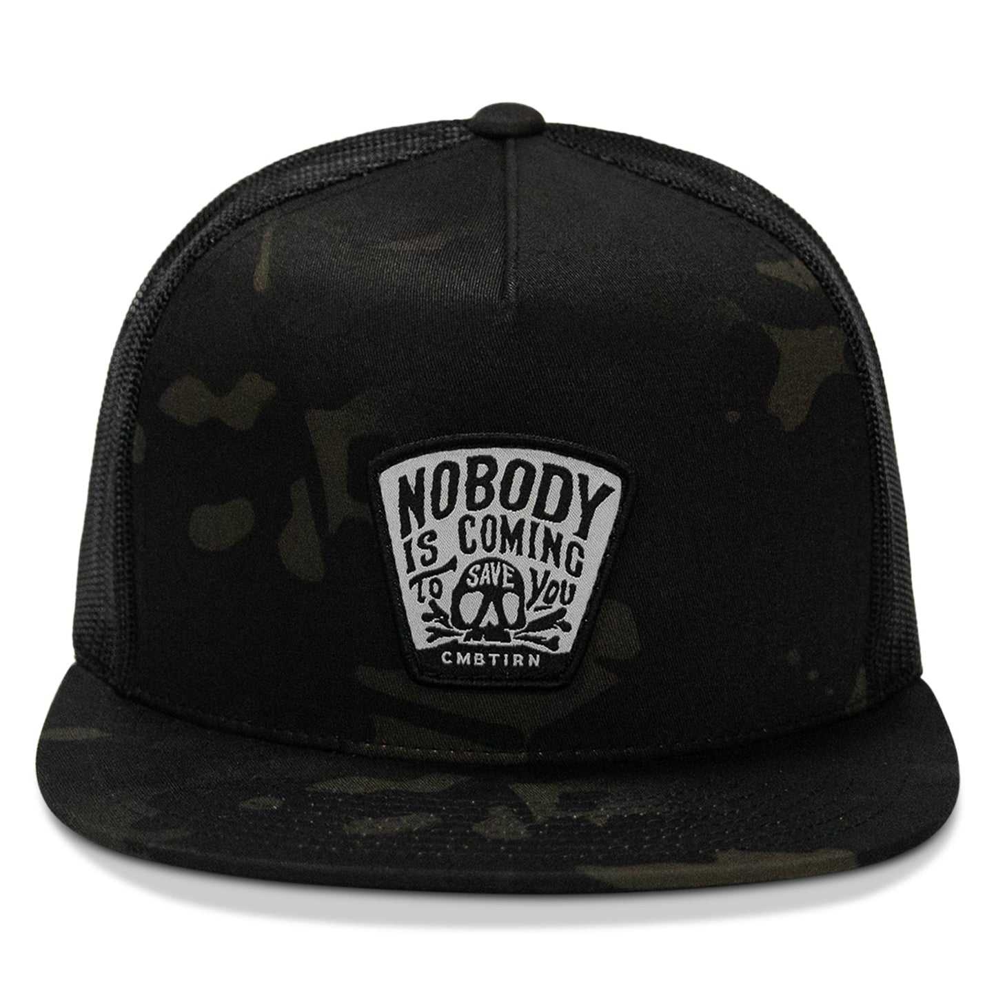Nobody Is Coming To Save You Skull Patch Flatbill Snapback Hat