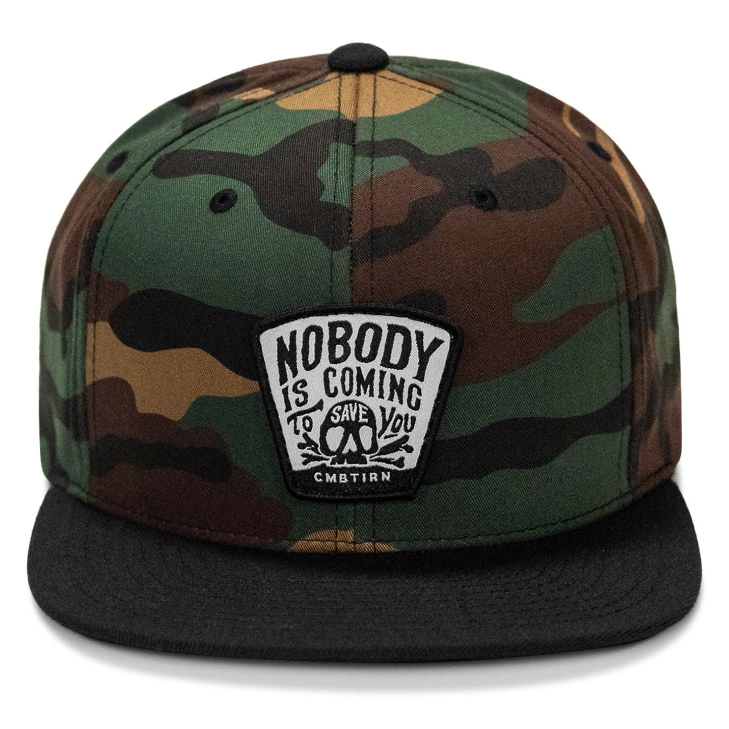 Nobody Is Coming To Save You Skull Patch Flatbill Snapback Hat