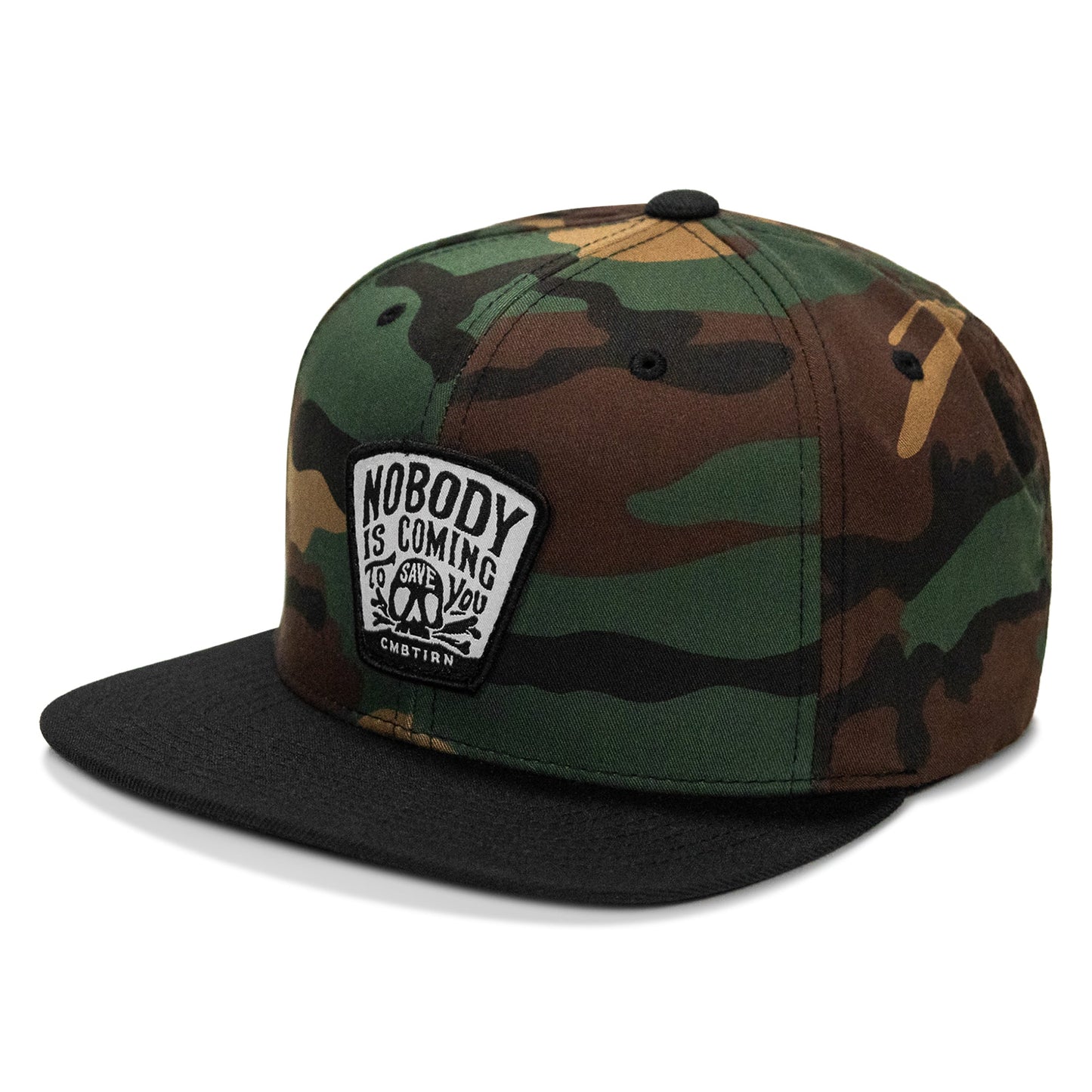 Nobody Is Coming To Save You Skull Patch Flatbill Snapback Hat