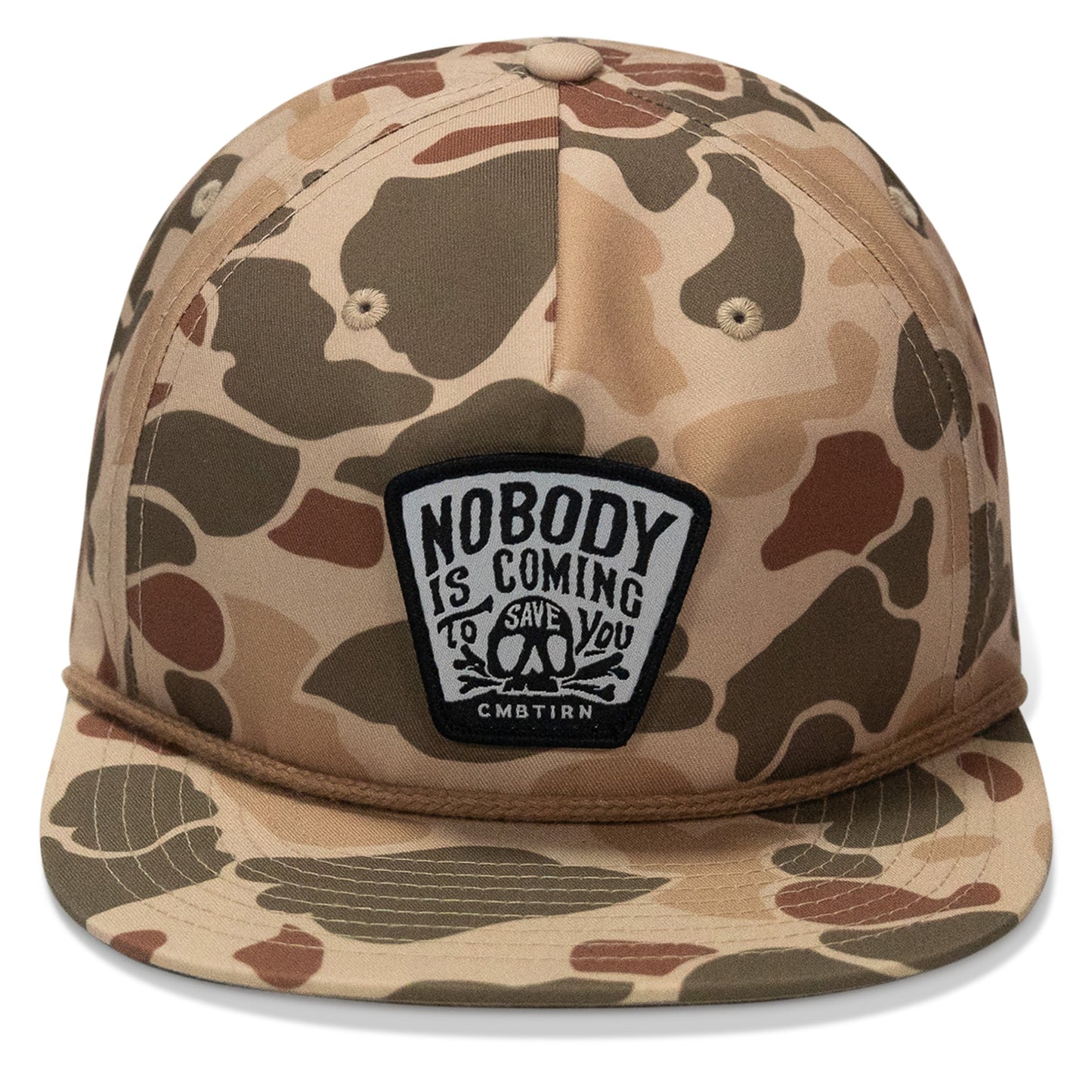 Nobody Is Coming To Save You Skull Patch Flatbill Snapback Hat