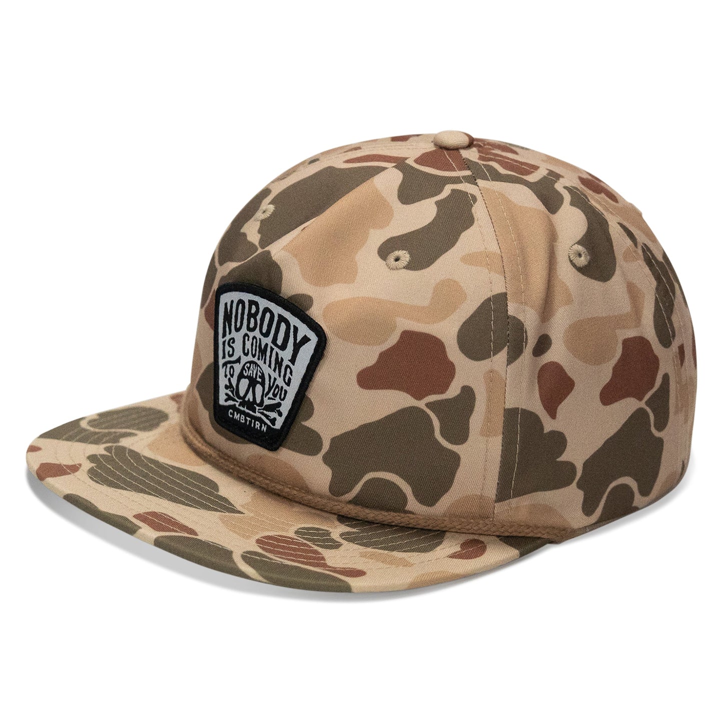 Nobody Is Coming To Save You Skull Patch Flatbill Snapback Hat