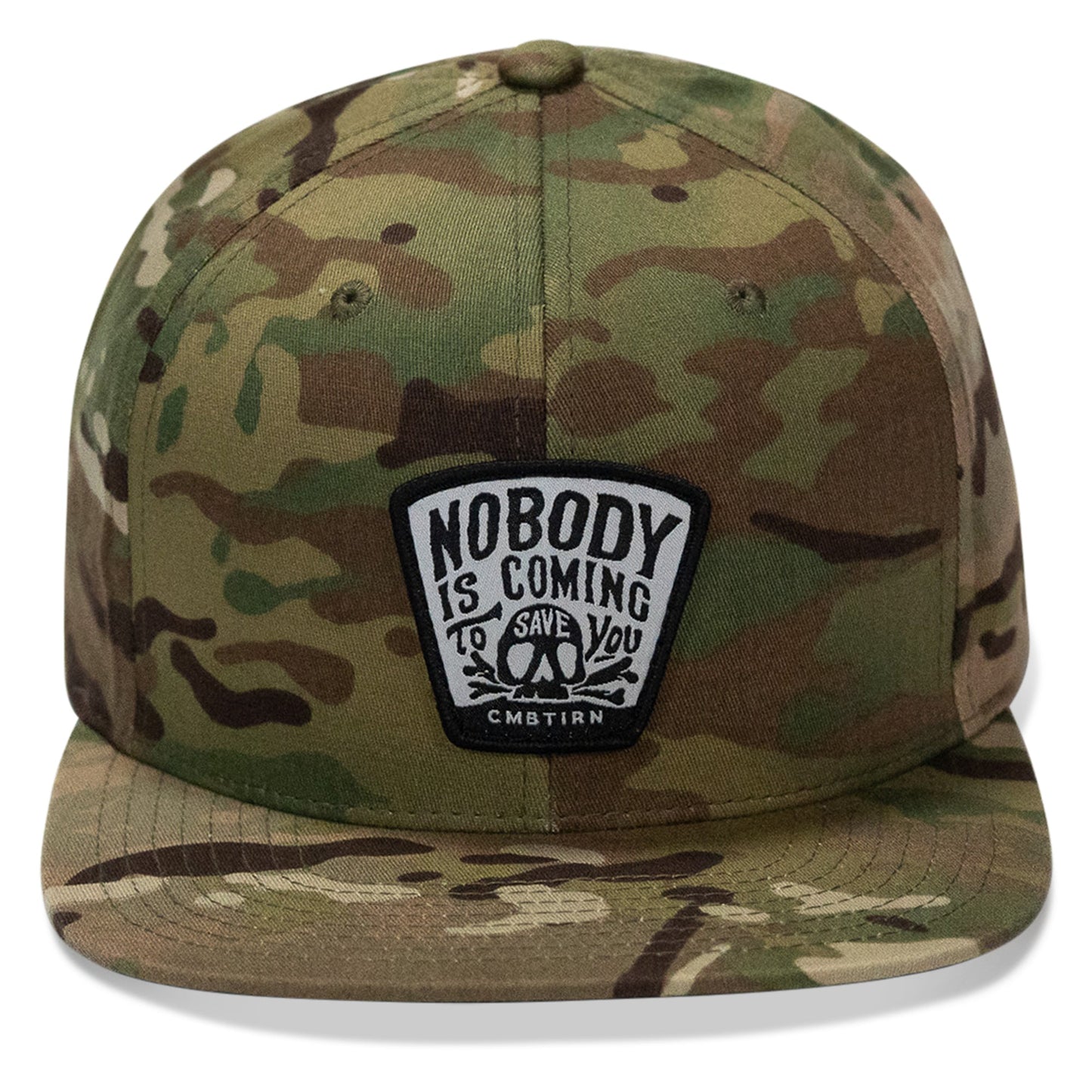 Nobody Is Coming To Save You Skull Patch Flatbill Snapback Hat