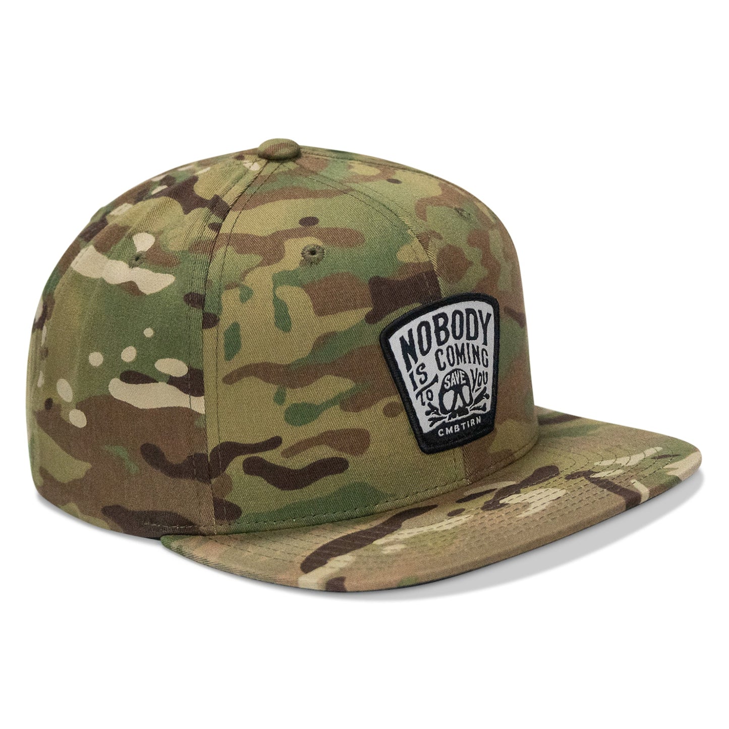 Nobody Is Coming To Save You Skull Patch Flatbill Snapback Hat