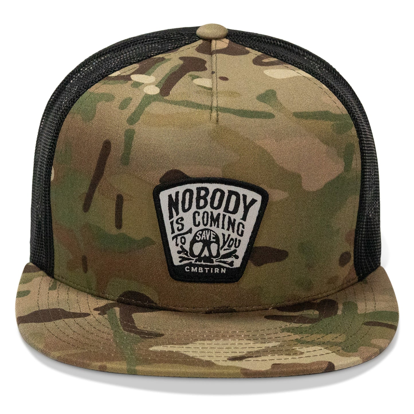 Nobody Is Coming To Save You Skull Patch Flatbill Snapback Hat