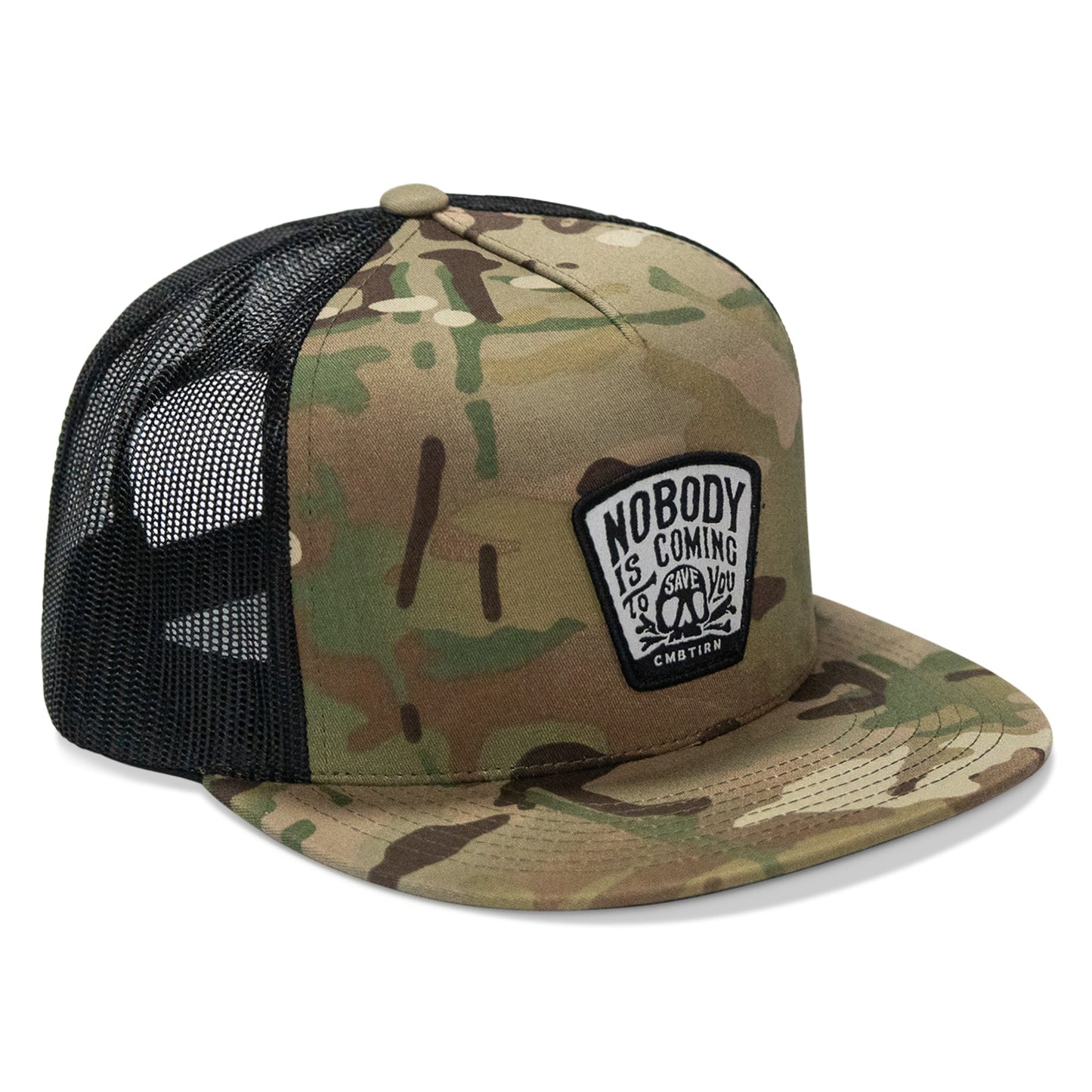 Nobody Is Coming To Save You Skull Patch Flatbill Snapback Hat