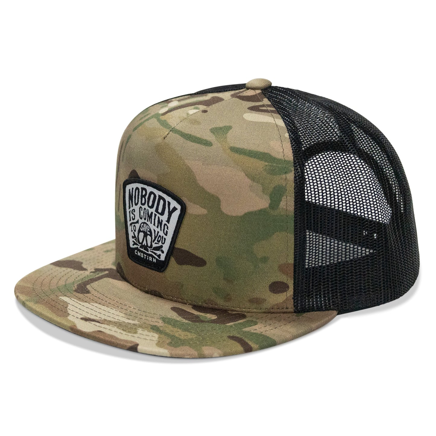 Nobody Is Coming To Save You Skull Patch Flatbill Snapback Hat