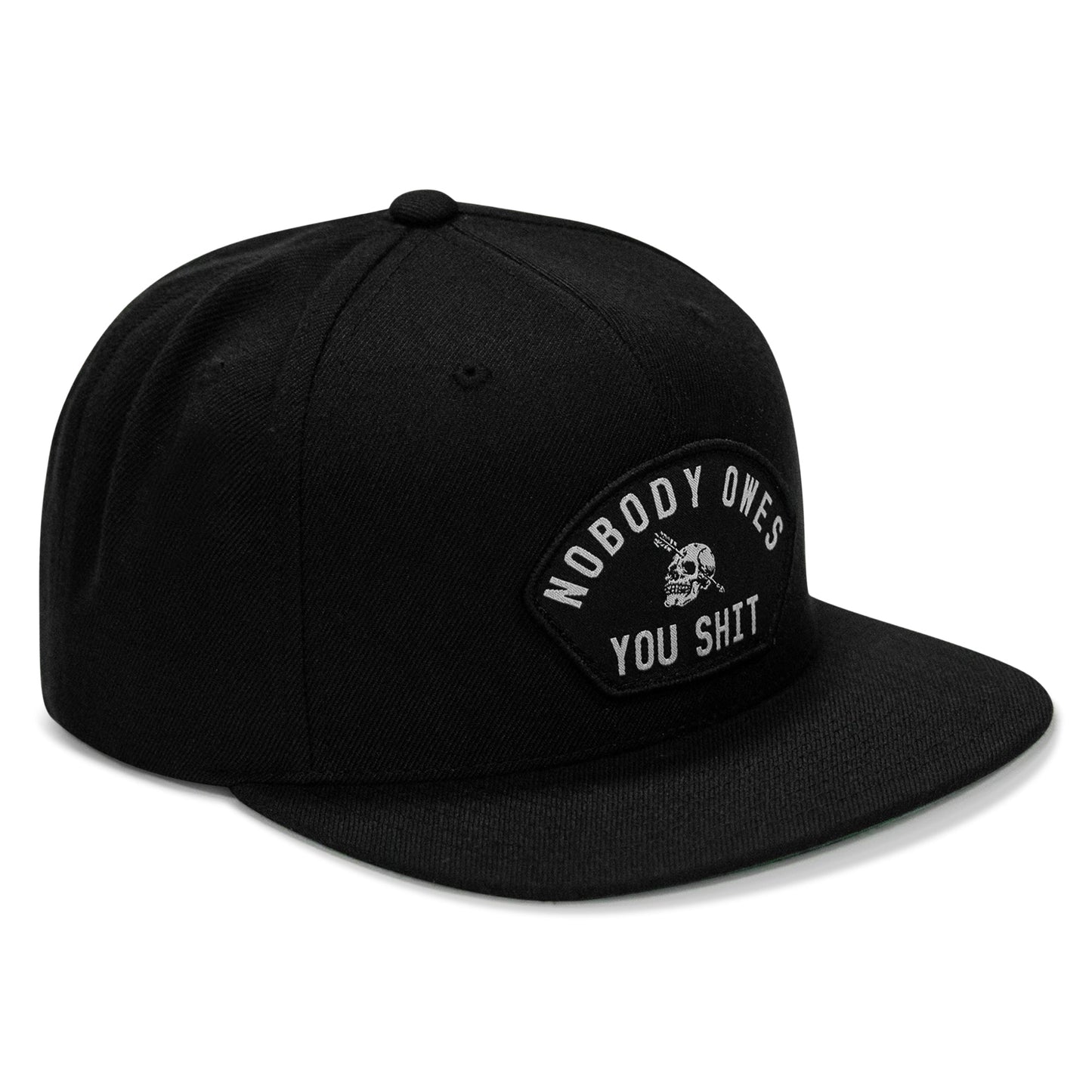 Nobody Owes You Shit Arched Patch Flatbill SnapBack Hat
