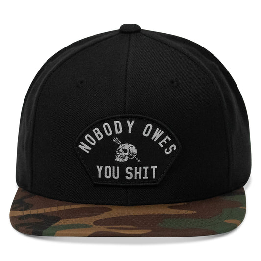 Nobody Owes You Shit Arched Patch Flatbill SnapBack Hat