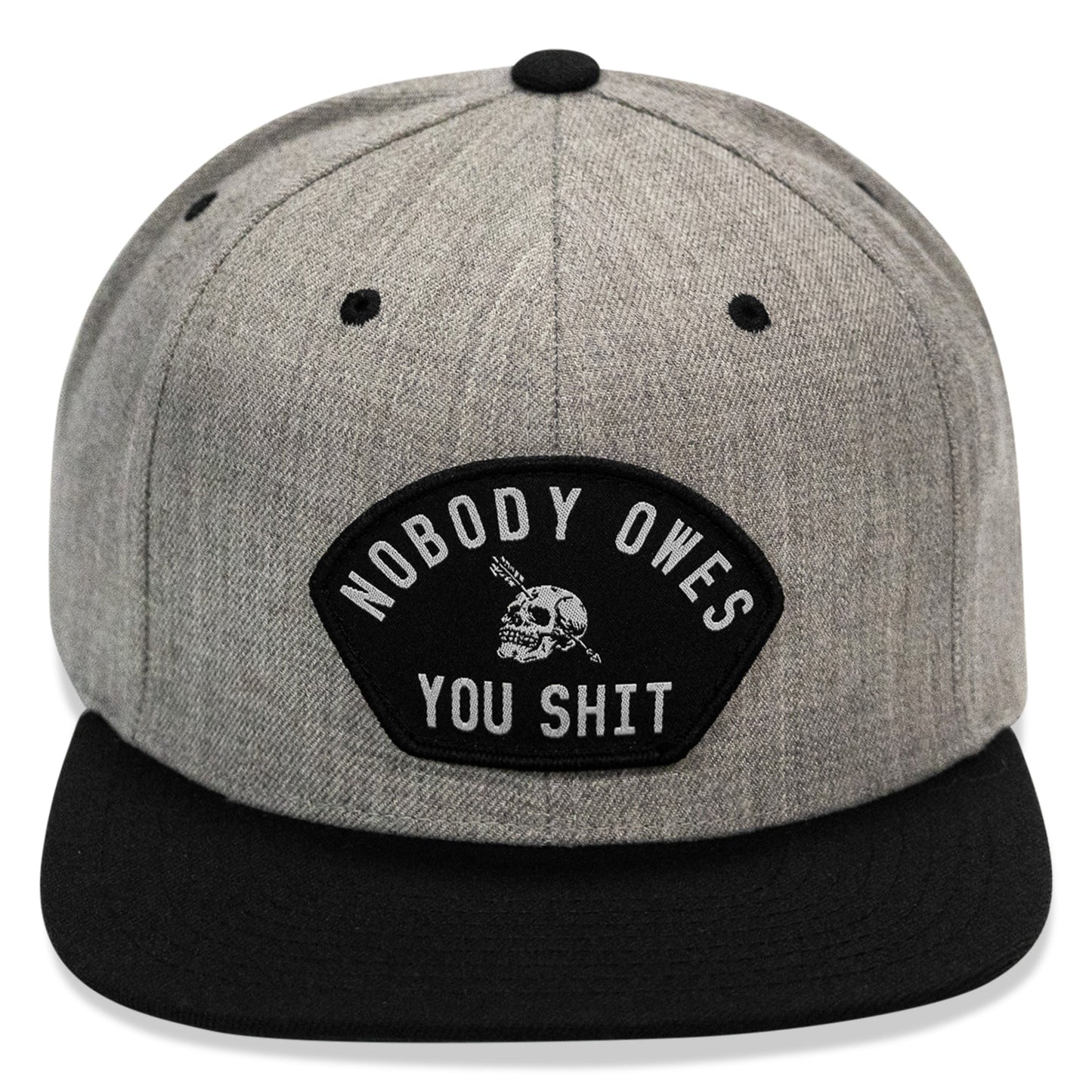 Nobody Owes You Shit Arched Patch Flatbill SnapBack Hat