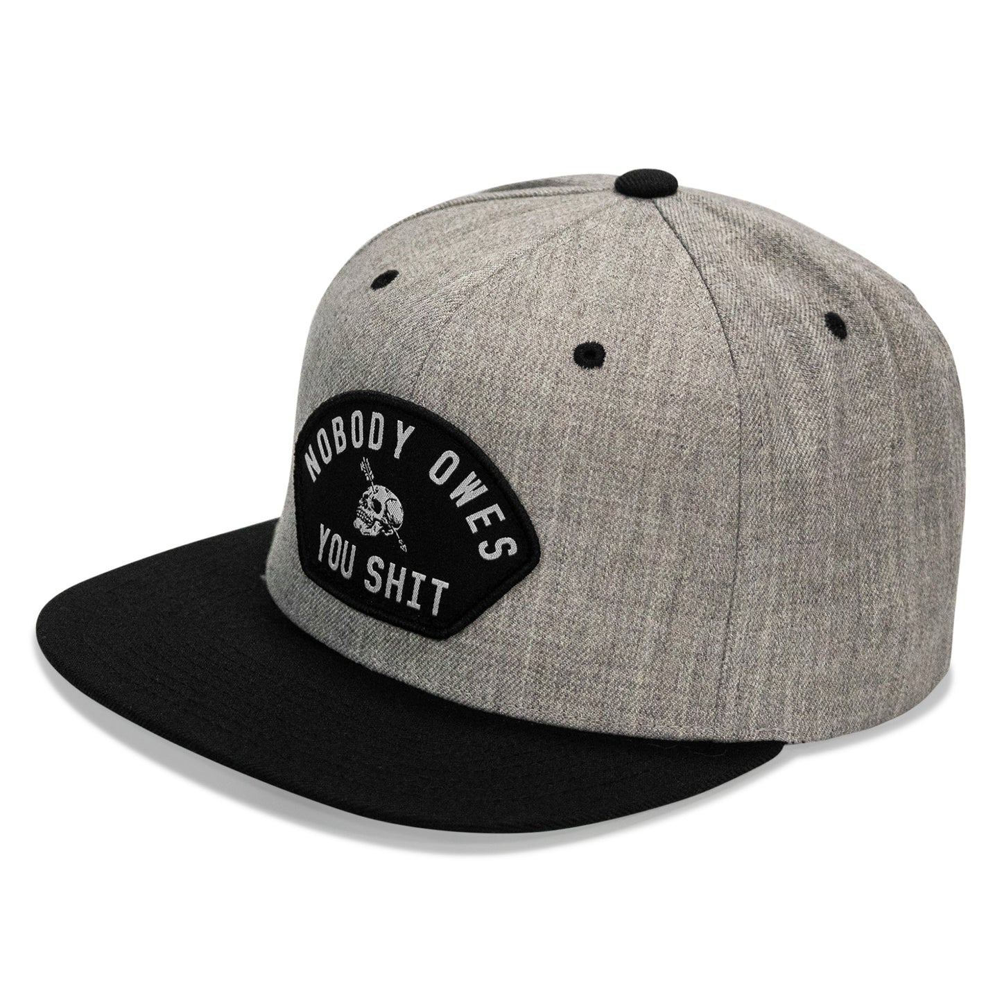 Nobody Owes You Shit Arched Patch Flatbill SnapBack Hat
