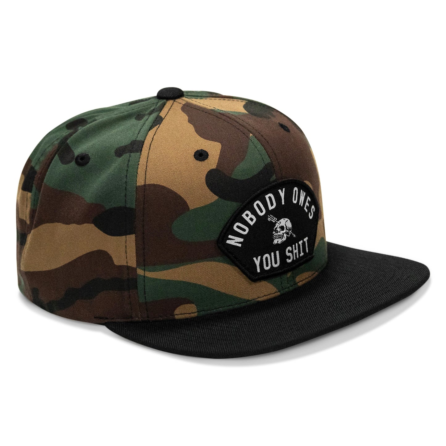 Nobody Owes You Shit Arched Patch Flatbill SnapBack Hat