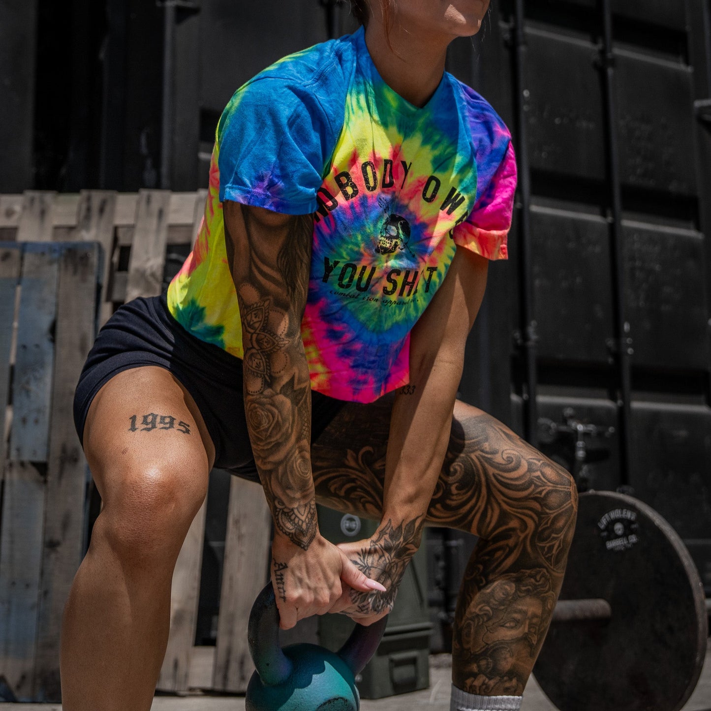 Nobody Owes You Shit Skull Women's Crop Heavyweight Tee