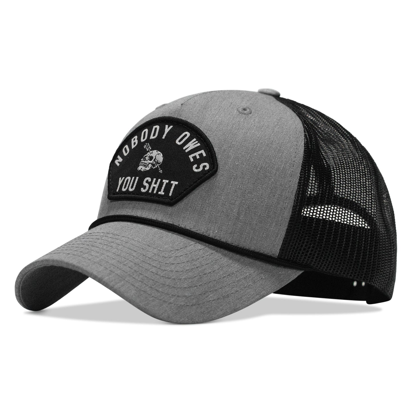 Nobody Owes You Shit Skull Arched Patch Rope Snapback