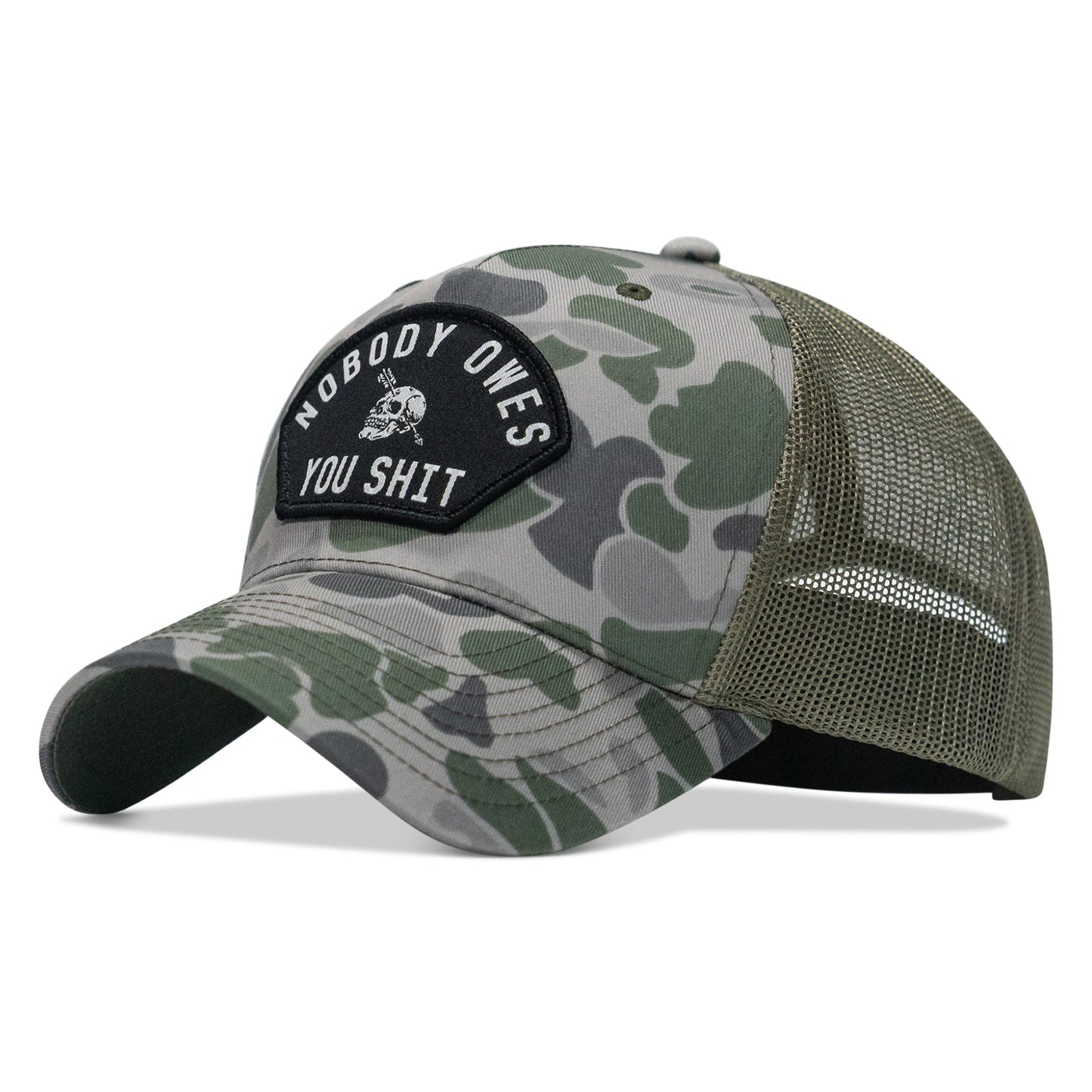 Nobody Owes You Shit Arched Skull Patch Snapback